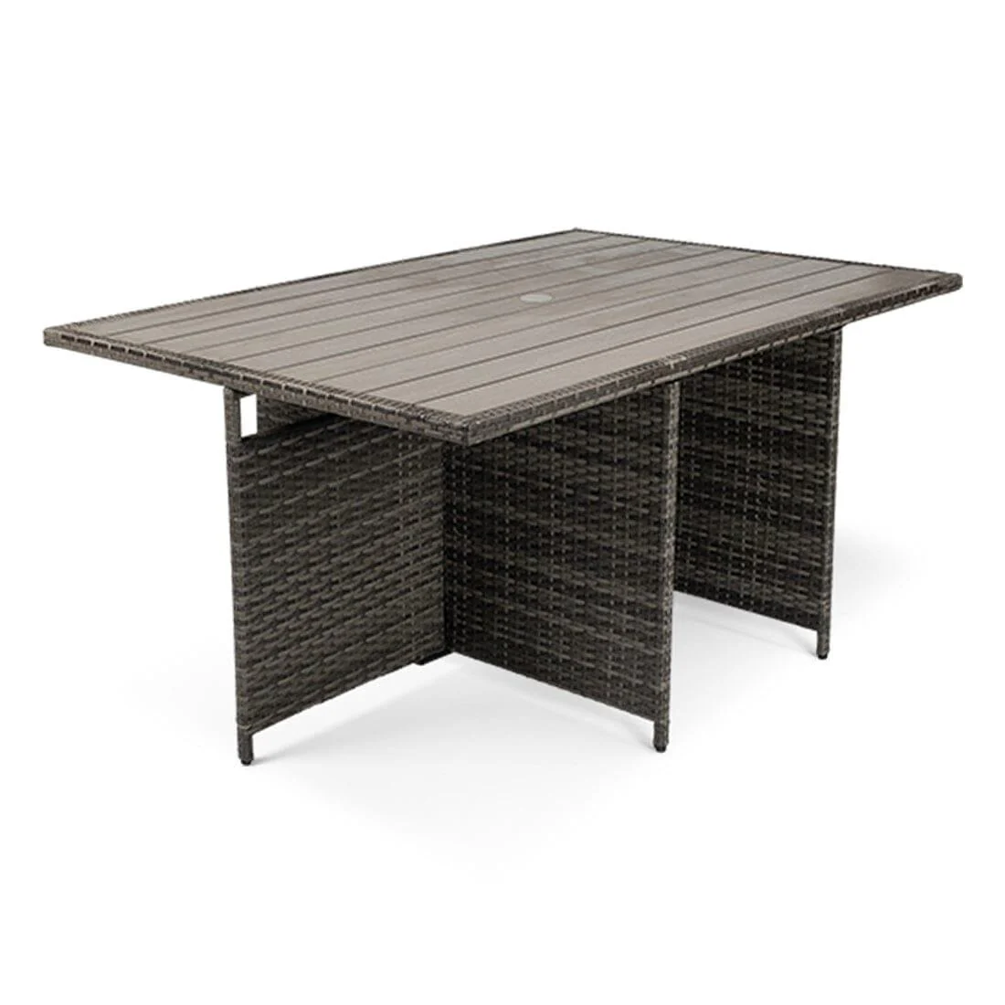 Cube 10 Seater Rattan Outdoor Dining Set with Cream LED Premium Parasol - Grey Weave Polywood Top - Image 8