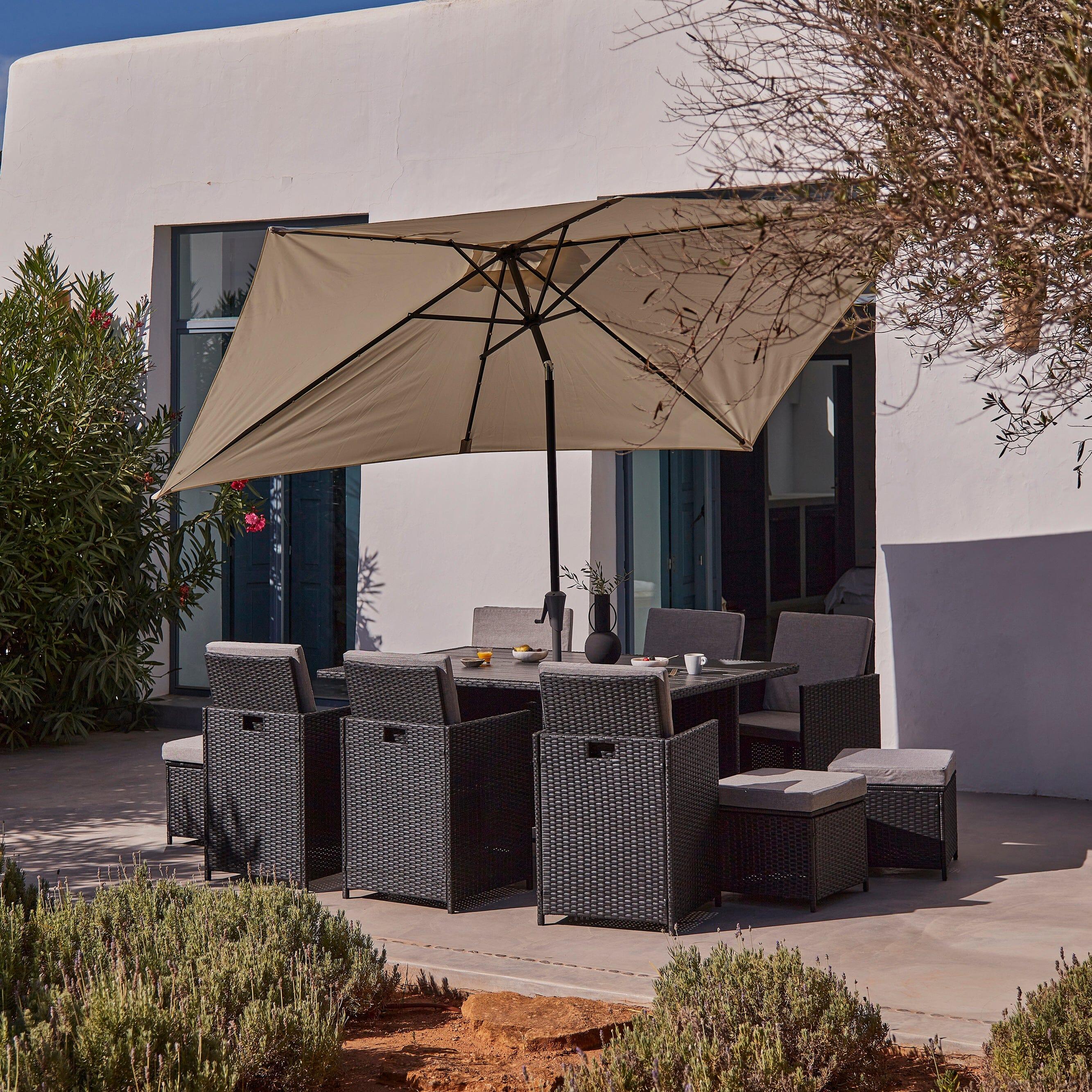 Cube 10 Seater Rattan Outdoor Dining Set - Black Weave Polywood Top - Image 2