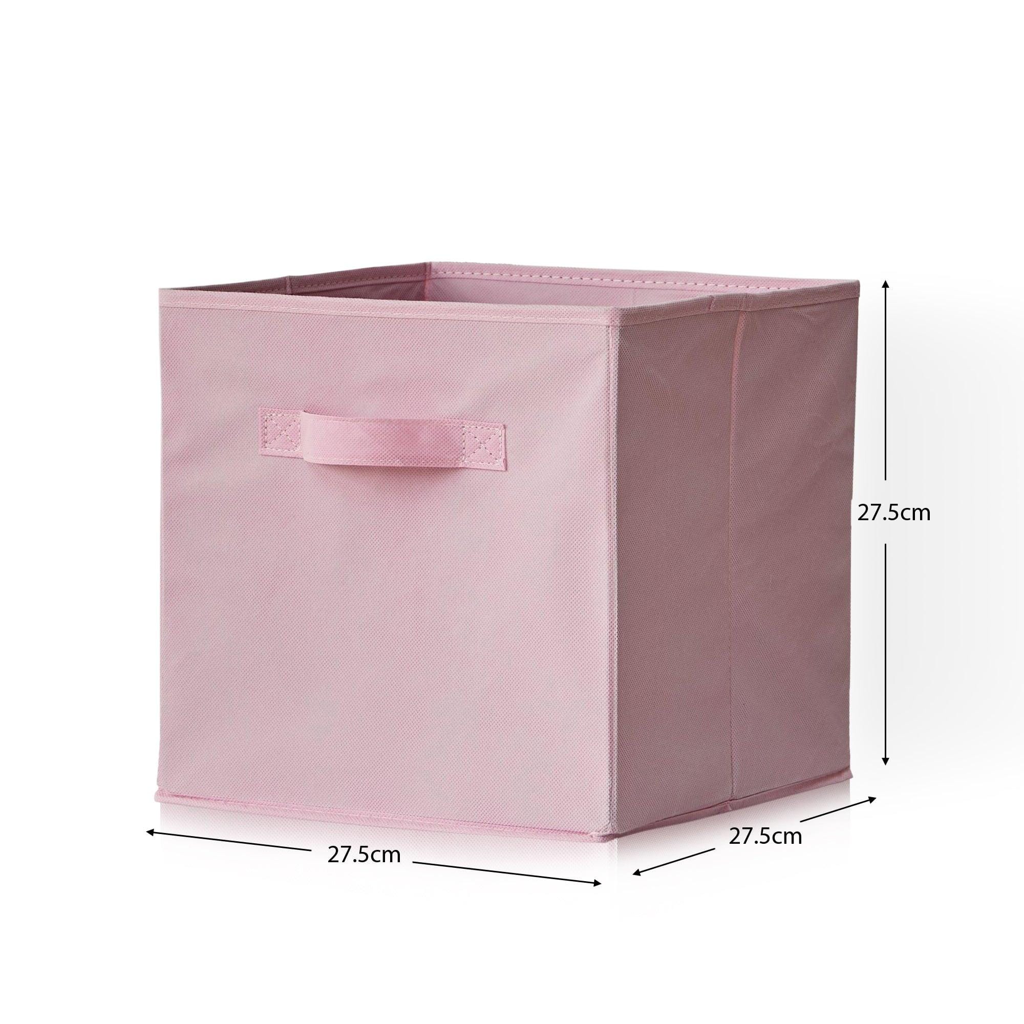 Cara 6 Cube Chalk White Bookcase Wooden Display Unit Shelving Storage Bookshelf Shelves - Pink Basket - Image 9