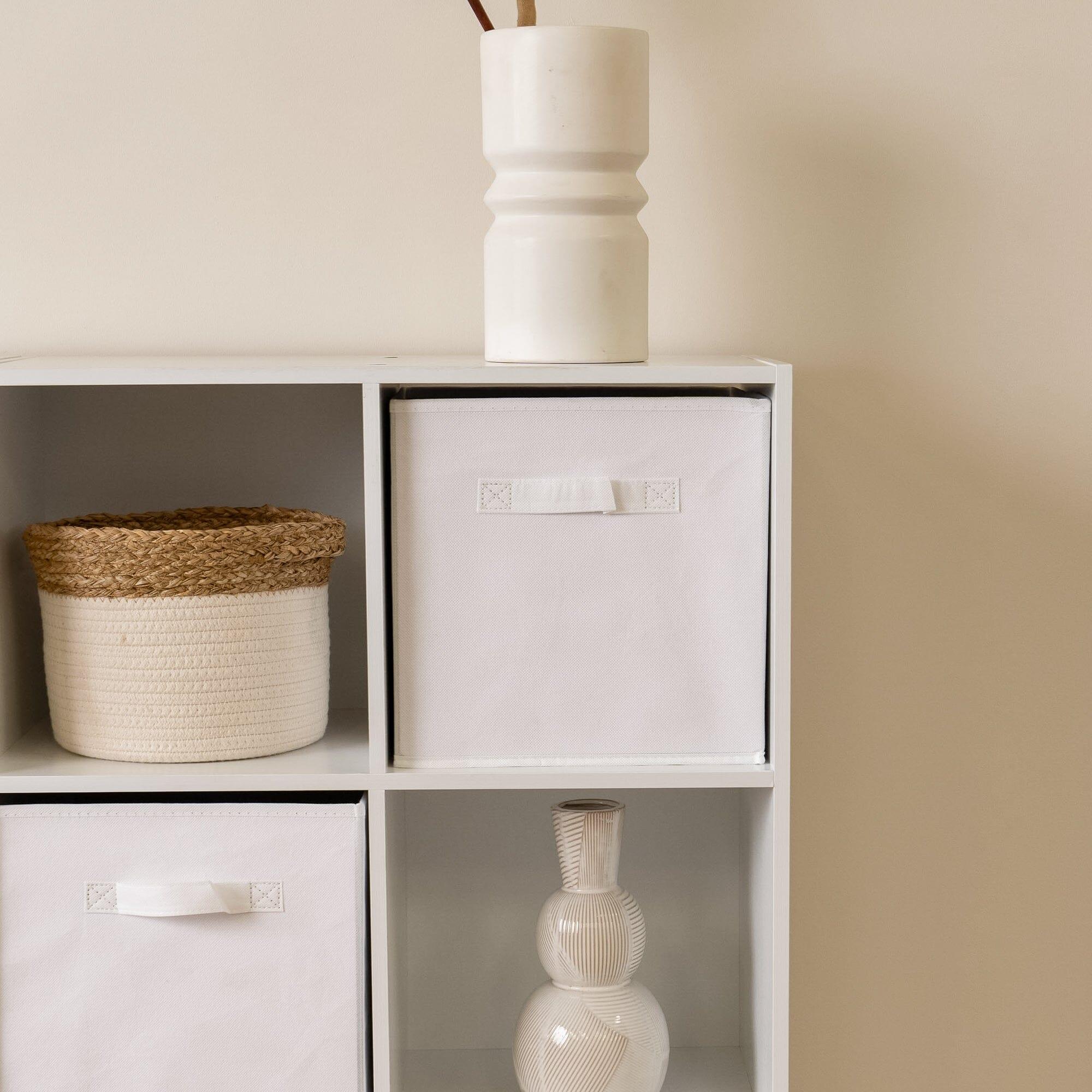 Cara 16 Cube Storage Unit - Chalk White - Two 8x2 Units - White Basket - Image 4