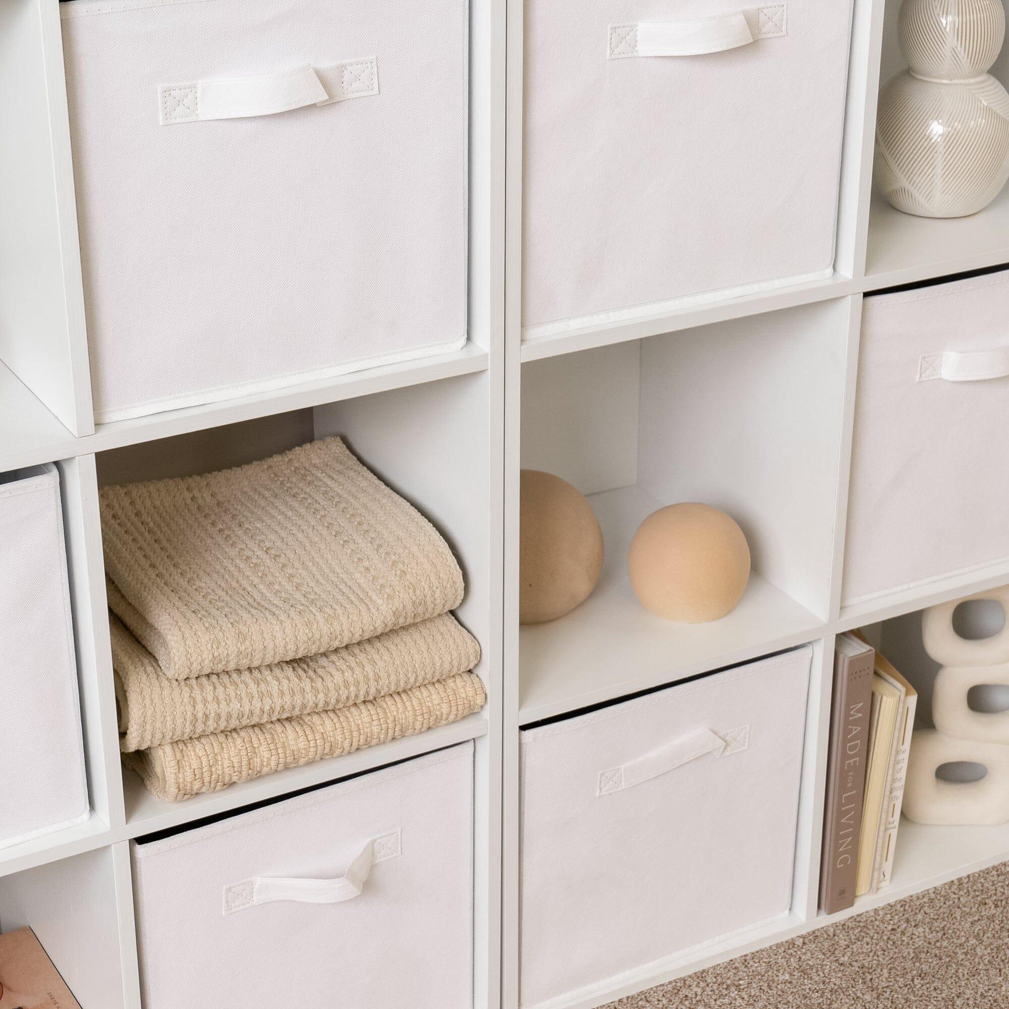 Cara 16 Cube Storage Unit - Chalk White - Two 8x2 Units - White Basket - Image 5