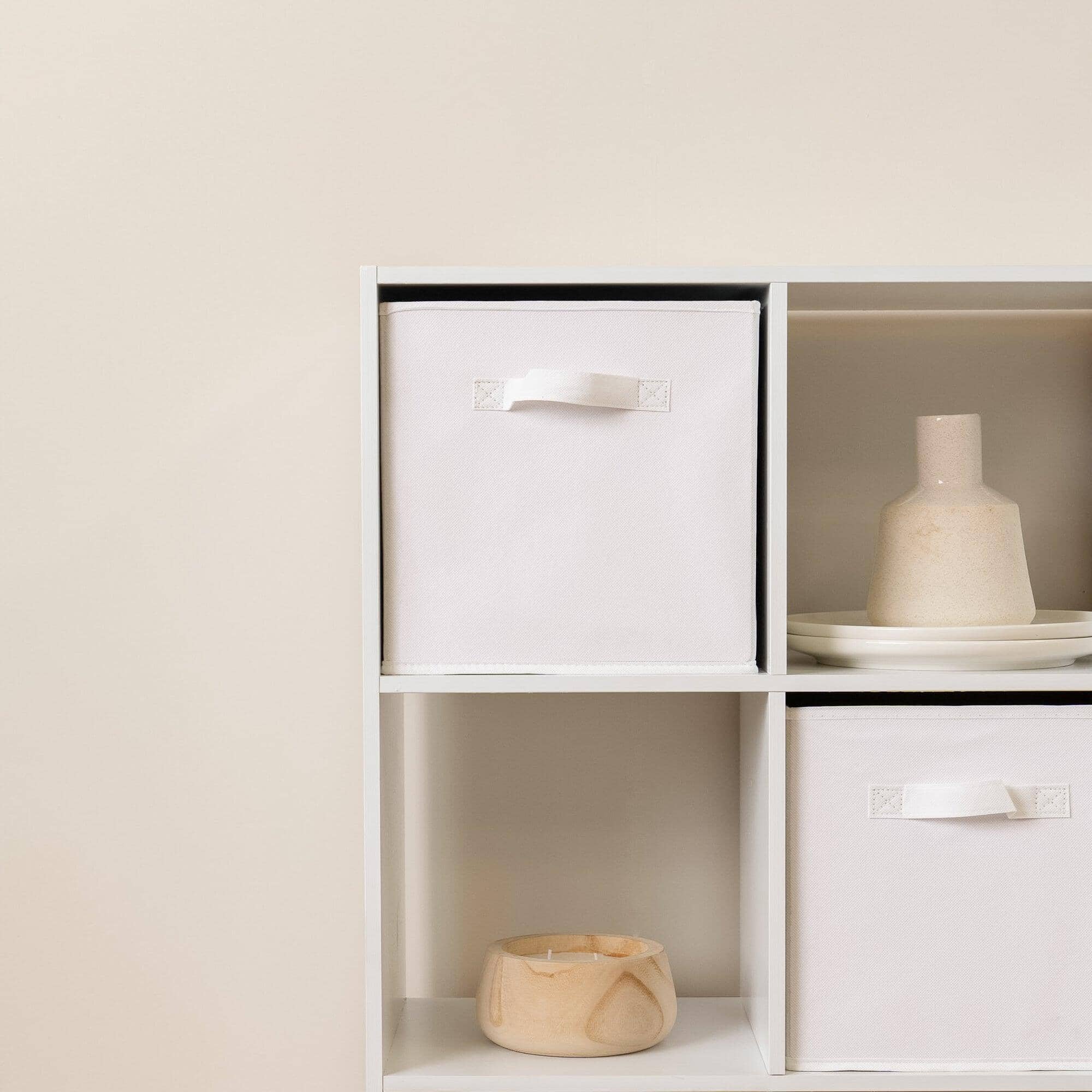 Cara 16 Cube Storage Unit - Chalk White - Two 8x2 Units - White Basket - Image 7