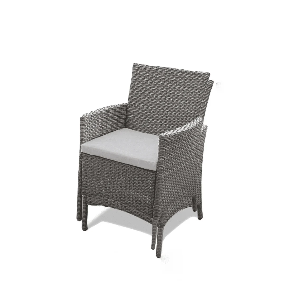 Kemble 2 Seater Rattan Garden Bistro Dining Set - Grey - Image 11