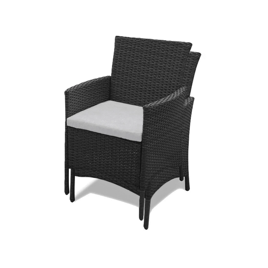 Kemble 4 Seater Rattan Round Garden Dining Set with Cream Parasol - Black Weave - Image 14