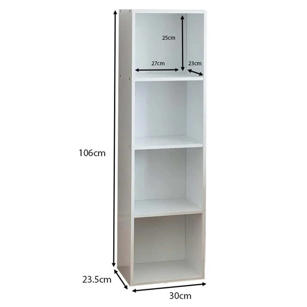 Cara 4 Tier Storage Unit / Chalk White Bookcase with Pink Boxes - Image 7