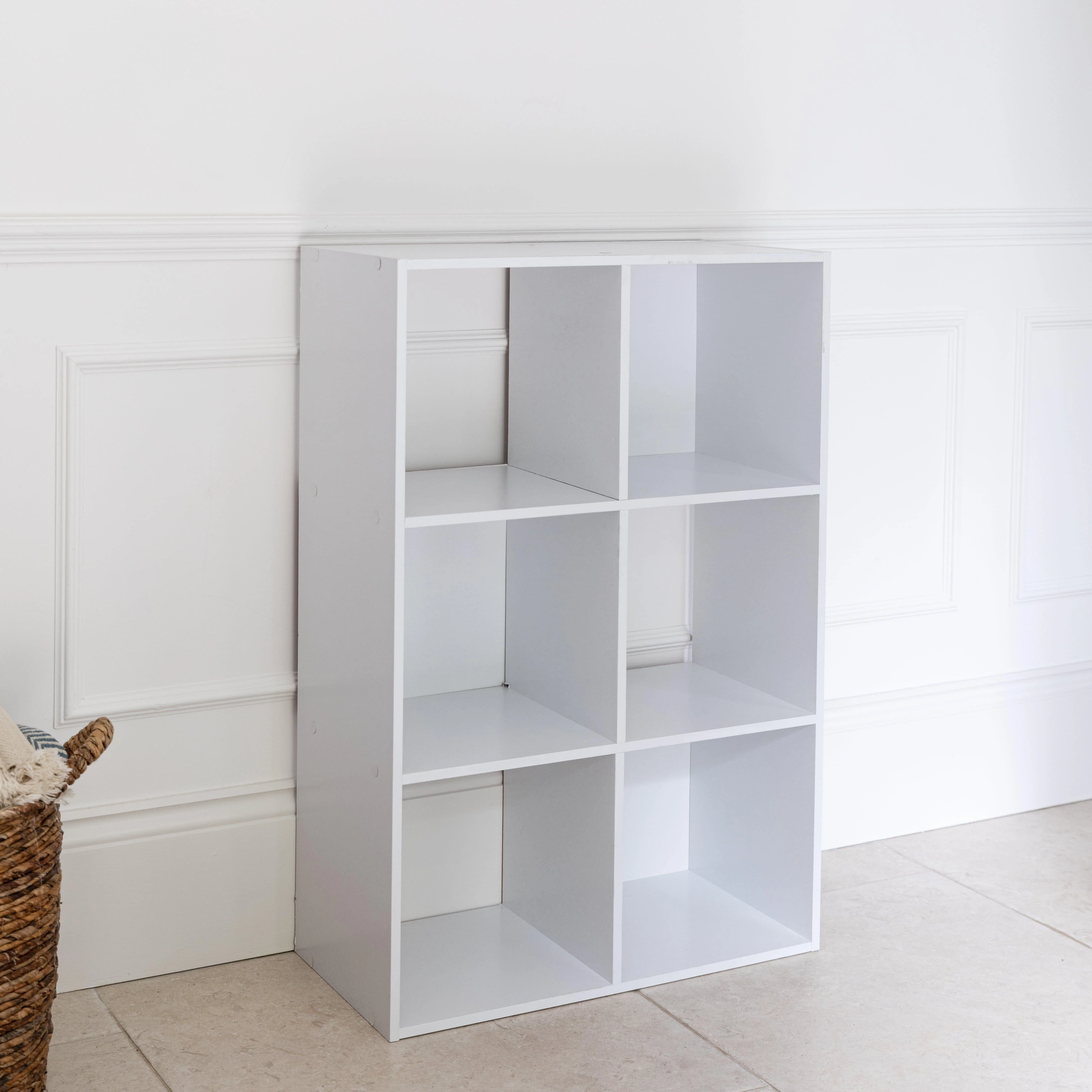 Cara 6 Cube Chalk White Bookcase Wooden Display Unit Shelving Storage Bookshelf Shelves - No Basket - Image 2