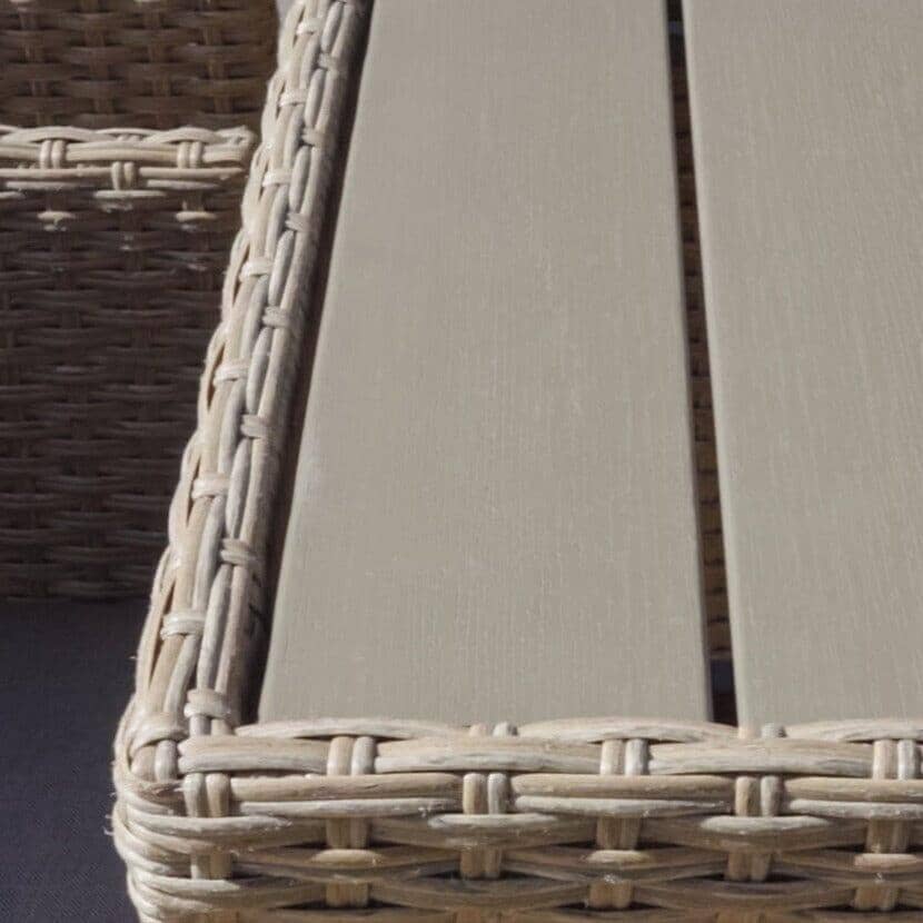 Cube 8 Seater Rattan Outdoor Dining Set with Cream Parasol - Natural Brown Weave Polywood Top - Image 9