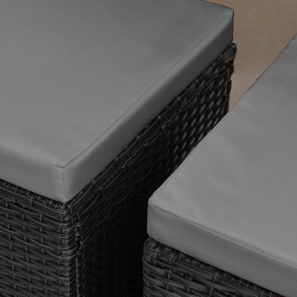 Cube 8 Seater Rattan Outdoor Dining Set with Grey Parasol- Black Weave Polywood Top - Image 4