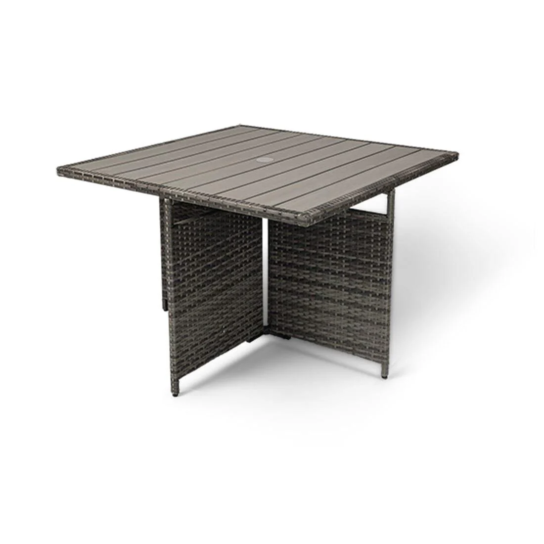Cube 8 Seater Rattan Outdoor Dining Set with Cream Parasol - Grey Weave Polywood Top - Image 9