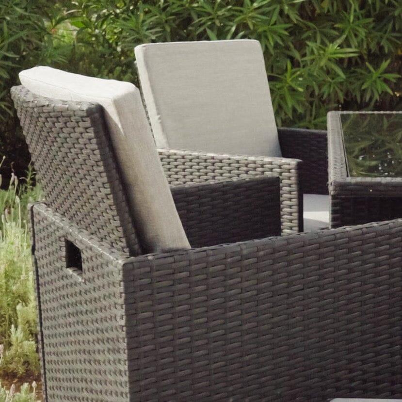 Cube 8 Seater Rattan Outdoor Dining Set with Cream Parasol - Black Weave - Image 5