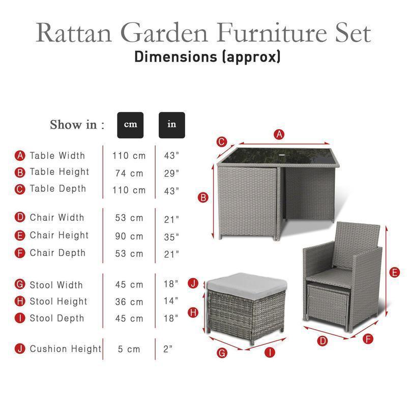 Cube 8 Seater Rattan Outdoor Dining Set with Grey Parasol - Grey Weave - Image 12