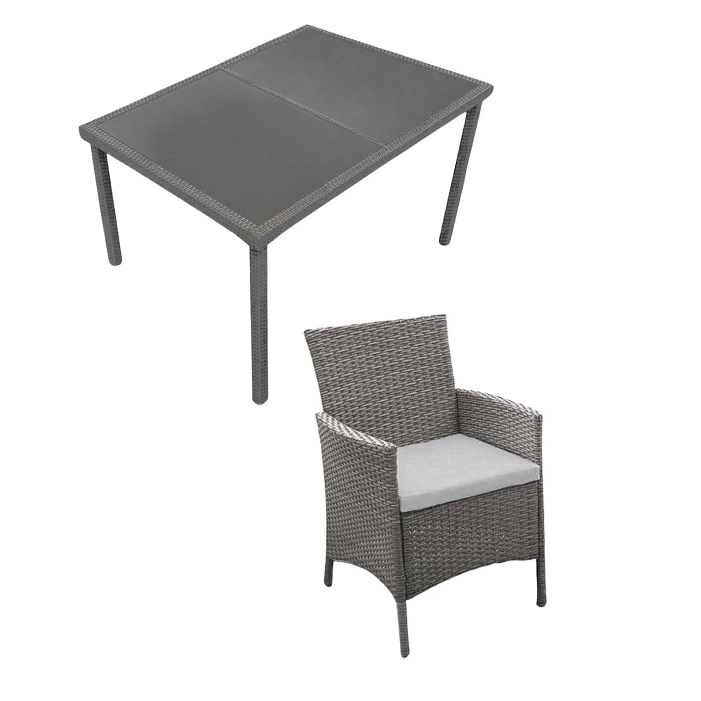 Marston 8 Seater Rattan Garden Dining Set with Cream Parasol - Grey - Glass Top - Image 9
