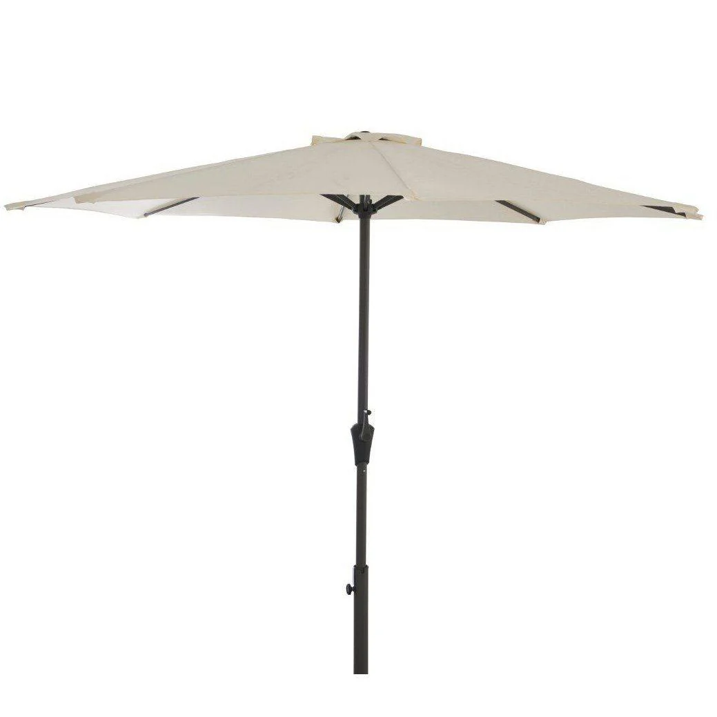 Kemble 8 Seater Rattan Round Garden Dining Set with Cream Parasol - Black - Image 7