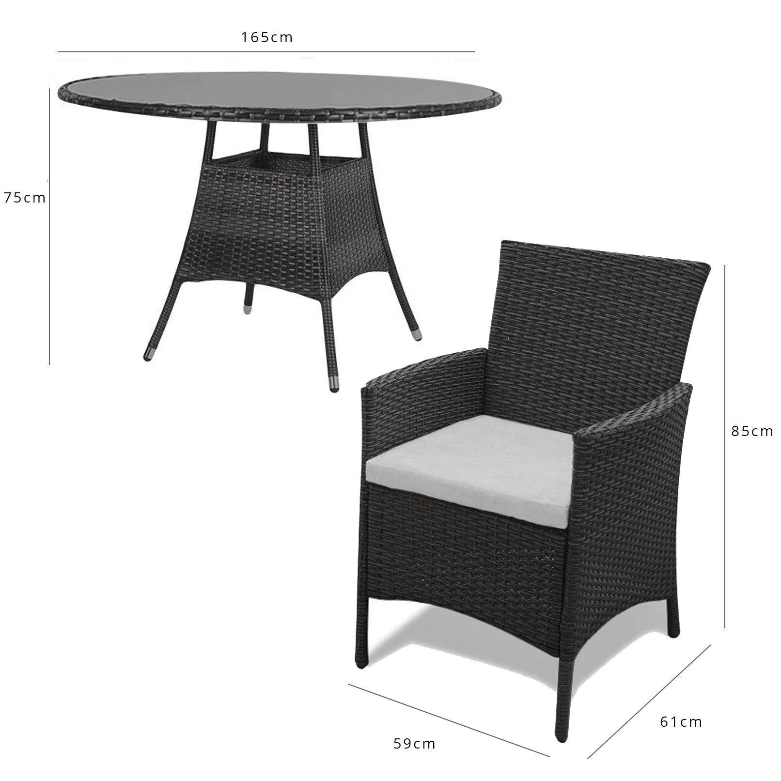 Kemble 8 Seater Round Garden Dining Set - Black - Image 8