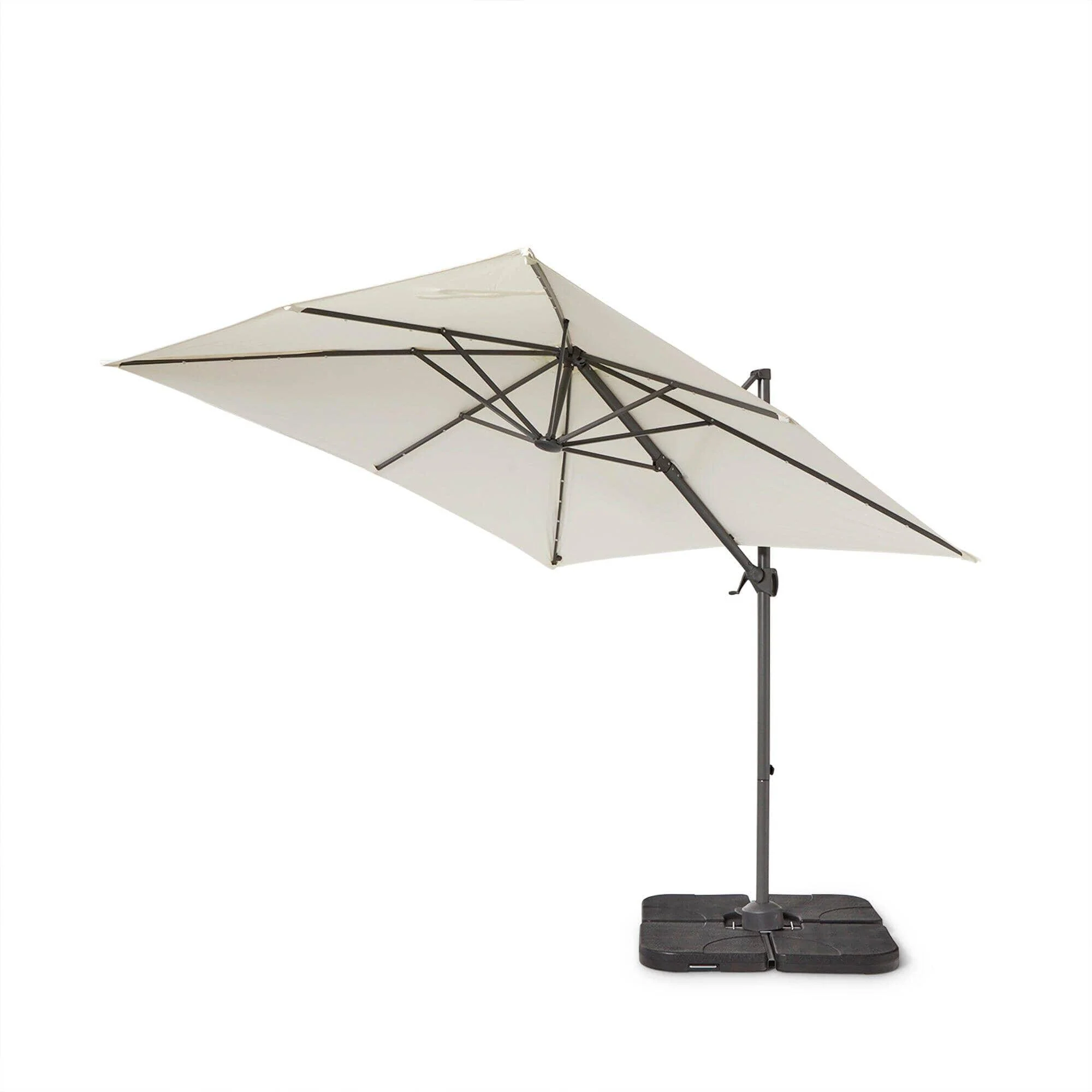 Aston 9 Seater Rattan Garden Corner Sofa Set with Cream LED Premium Cantilever Parasol - Black Weave - Image 18