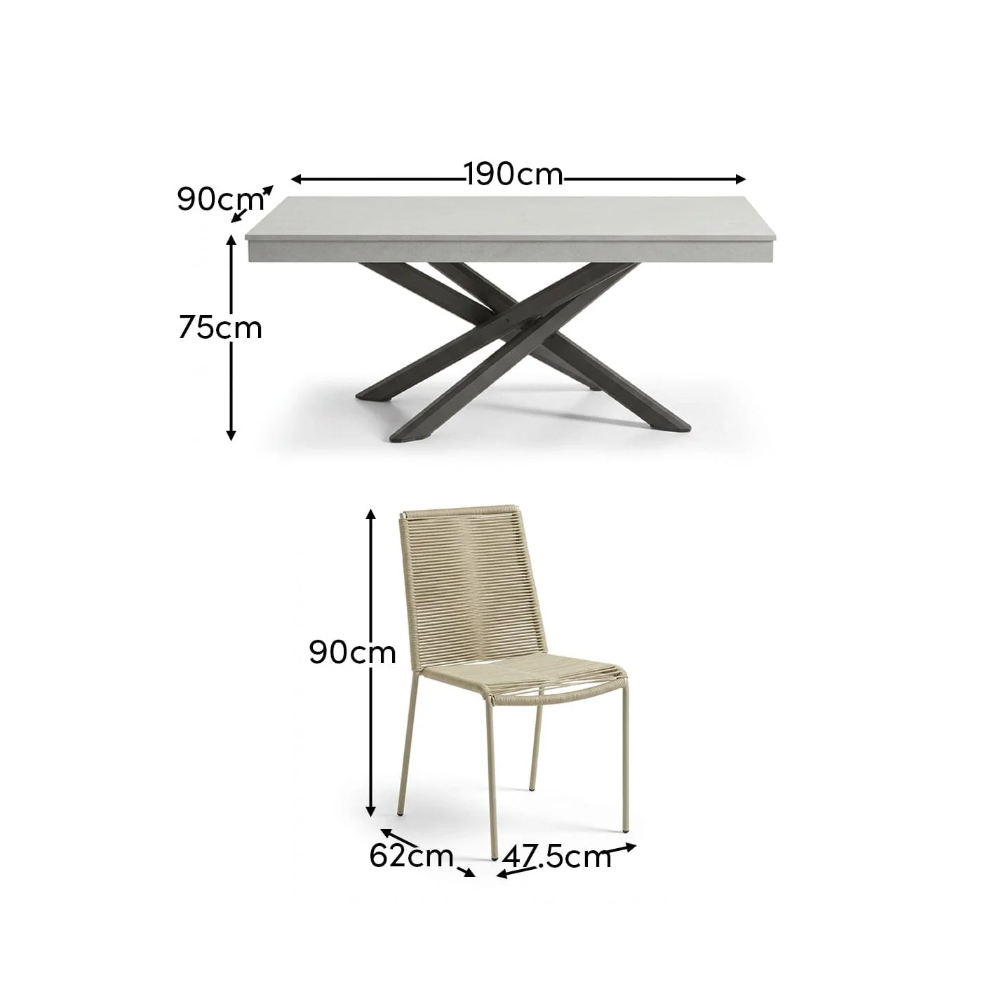 Amelia 6 Seater Pale Grey Concrete Garden Dining Set with Ryder Clay Chairs - Image 11