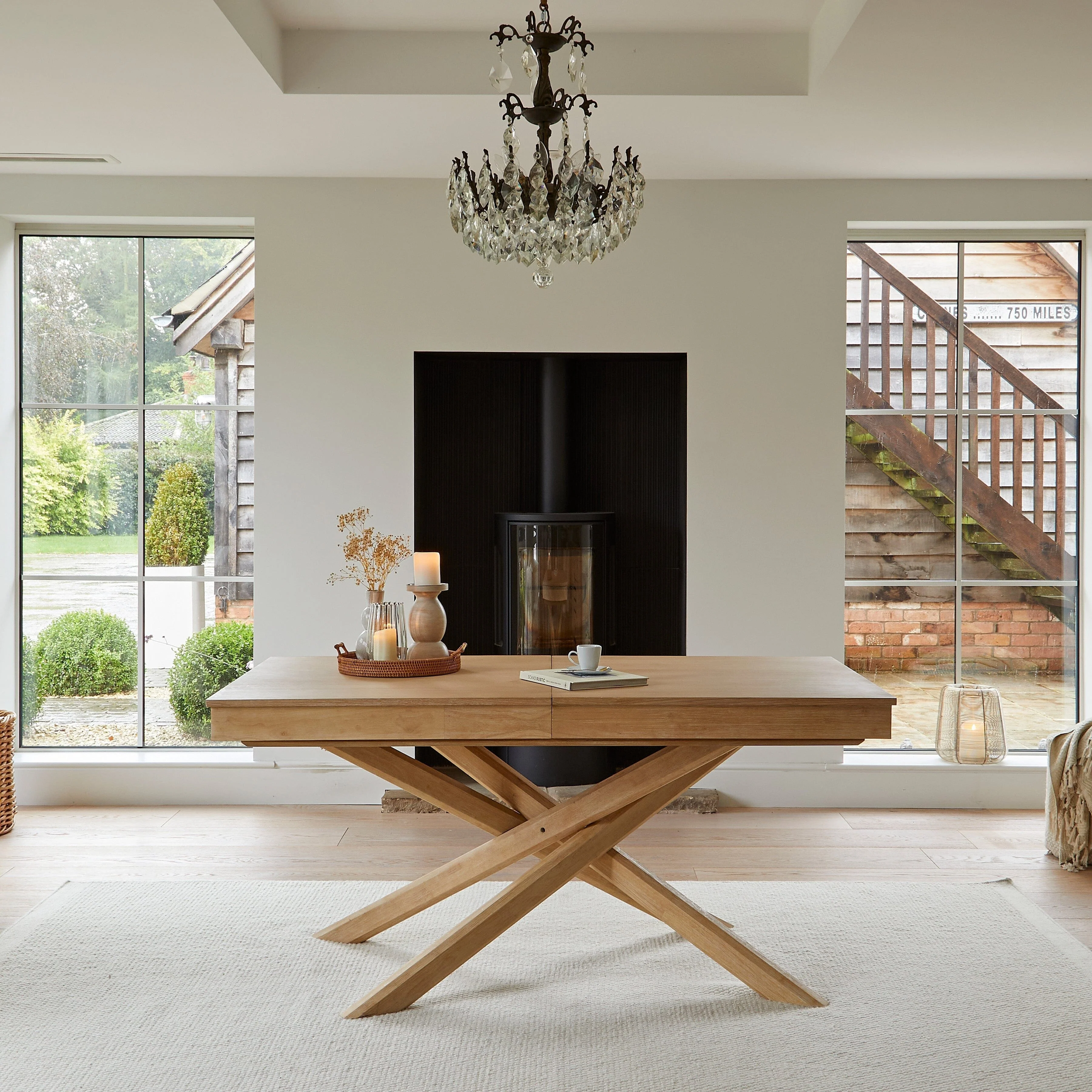 Amelia Whitewash Extending Dining Table Set - 6 Seater - Ellis Soft Beige Dining Chairs - Whitewash Legs - Image 3