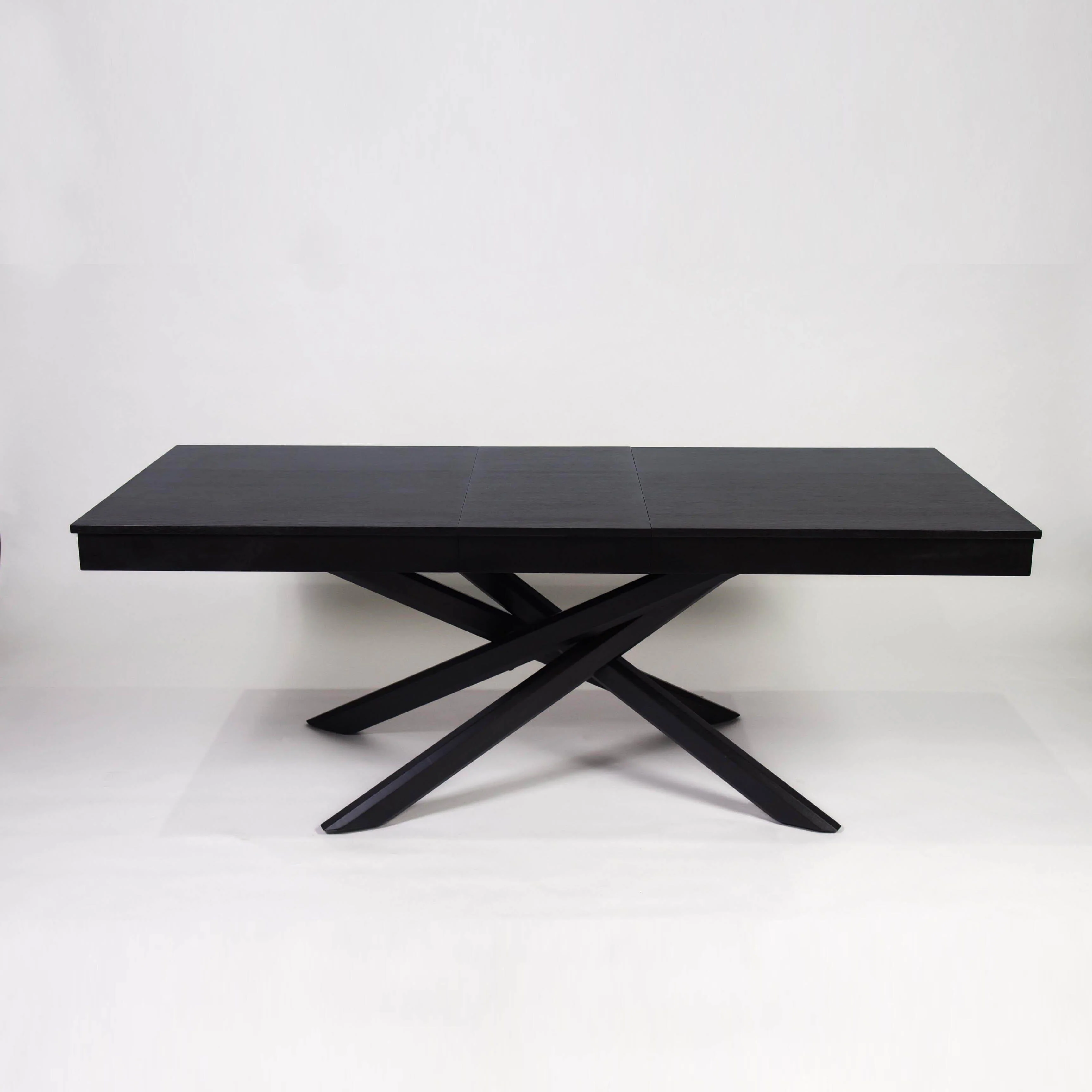 Amelia Black Extendable Dining Table Set - 6 Seater - Freya Sand Carver Chairs - Black Legs - Image 3