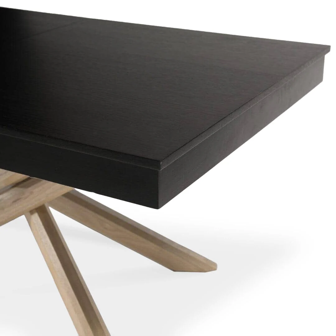 Amelia Black Wood Dining Table - Non Extendable - Whitewash Legs - Image 2