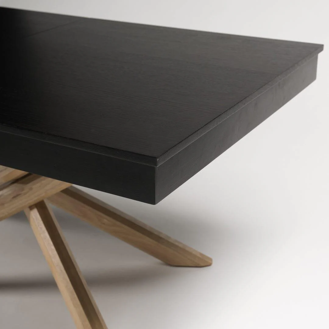 Outlet - Amelia Black Wood Extendable Dining Table with Oak Legs - Image 3