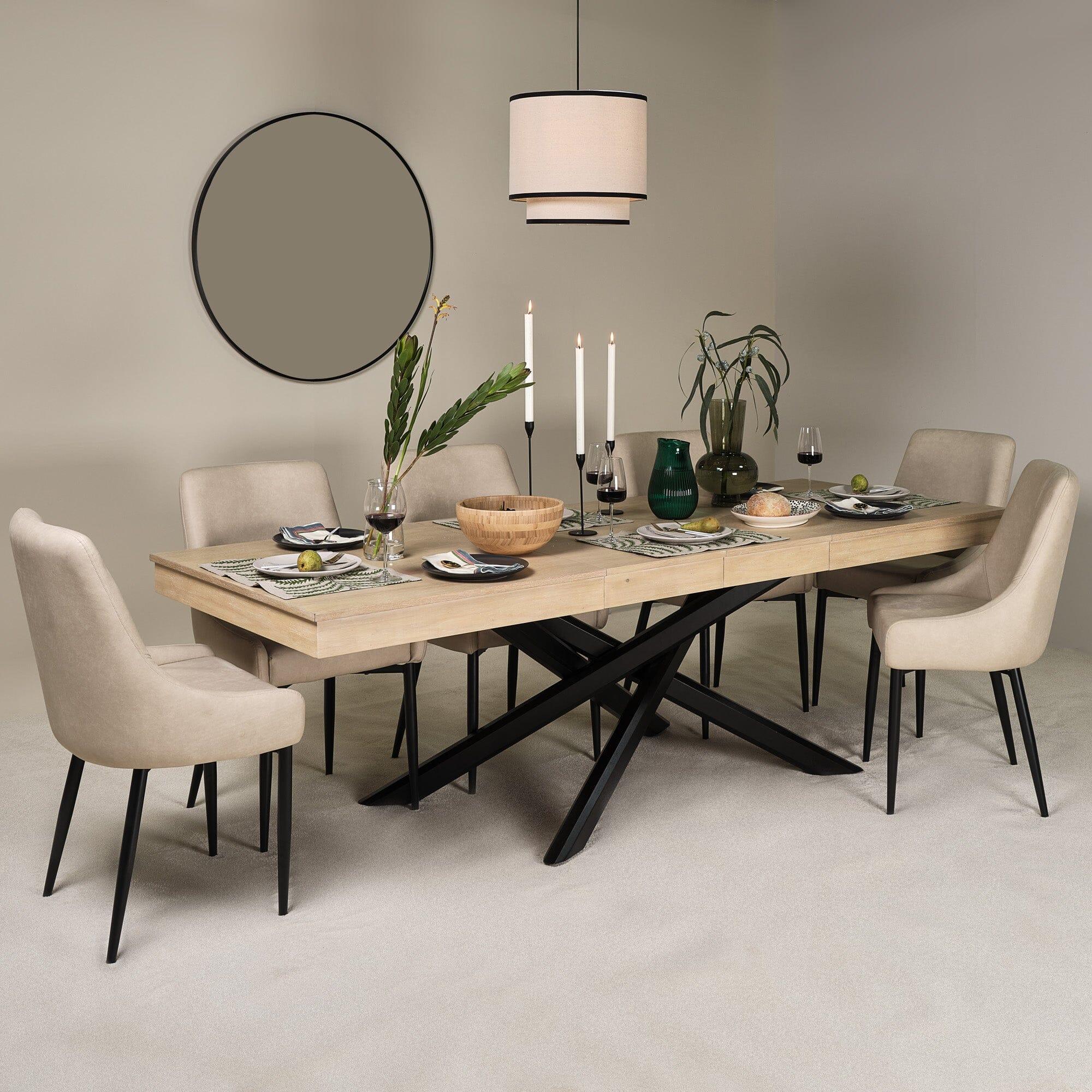 Amelia Whitewash Wood Dining Table - Extendable - Black Legs - Image 10