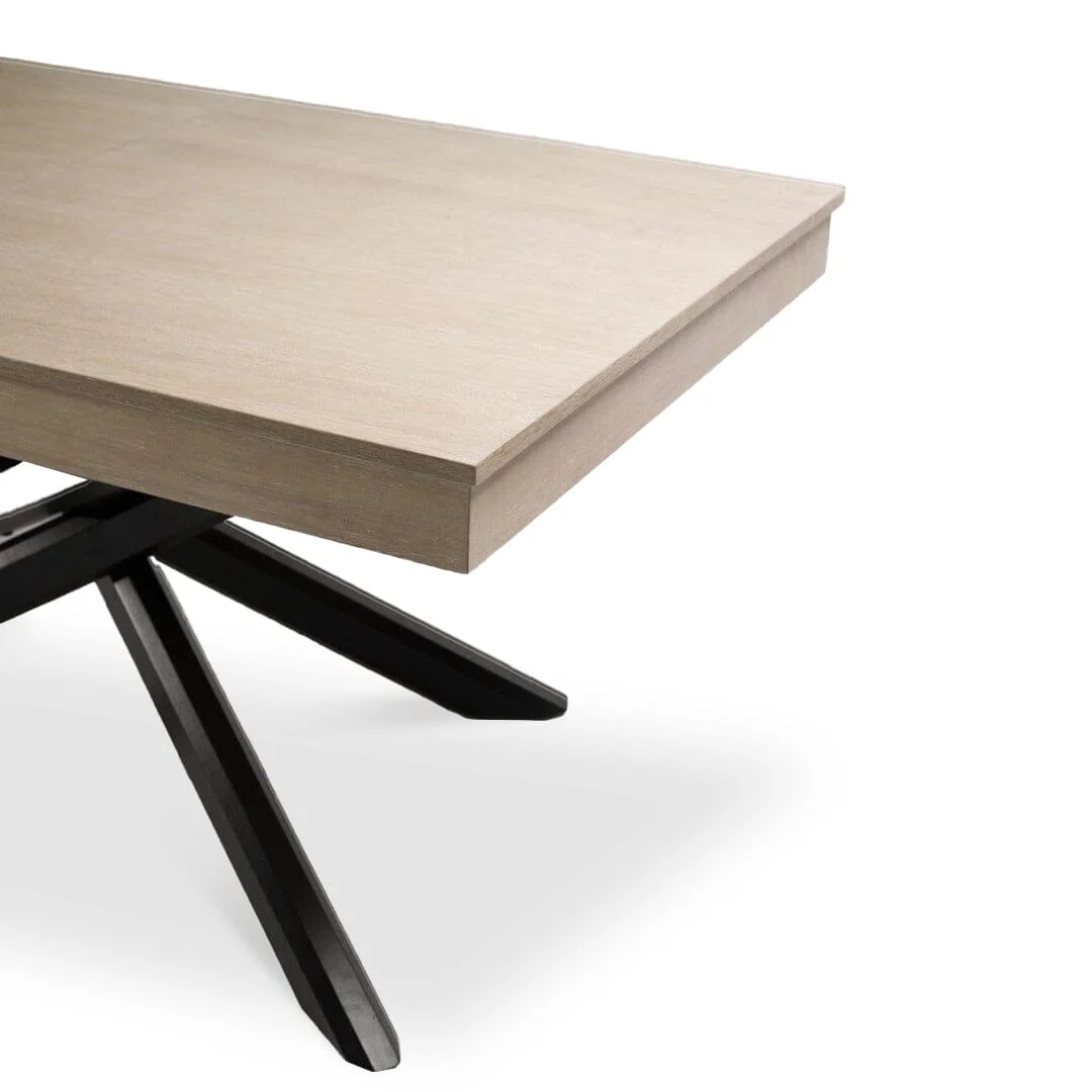 Amelia Whitewash Wood Dining Table - Extendable - Black Legs - Image 14