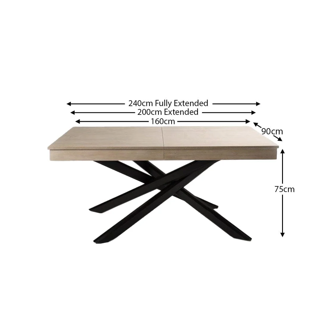 Amelia Whitewash Wood Dining Table - Extendable - Black Legs - Image 15