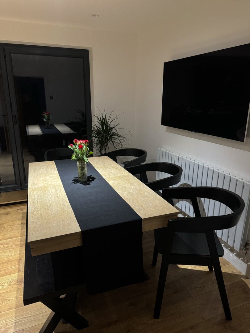 Amelia Whitewash Wood Dining Table - Extendable - Black Legs - Image 6
