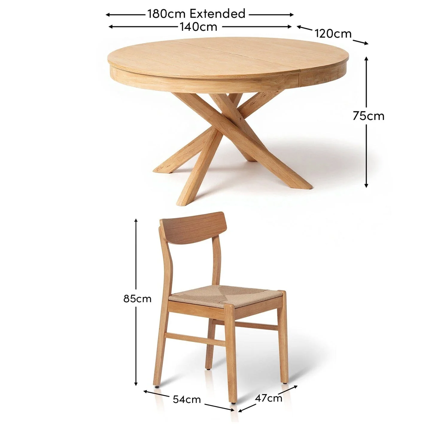 Amelia Extendable Whitewash Oval Dining Table Set - 4 Seater - Faye Dining Chairs - Whitewash Oak Legs - Image 16