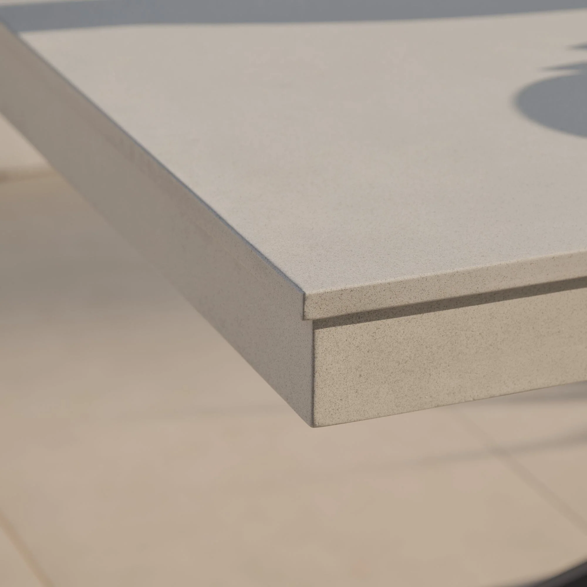 Amelia 6 Seater Concrete Garden Dining Table - Metal Legs - Pale Grey - Image 8