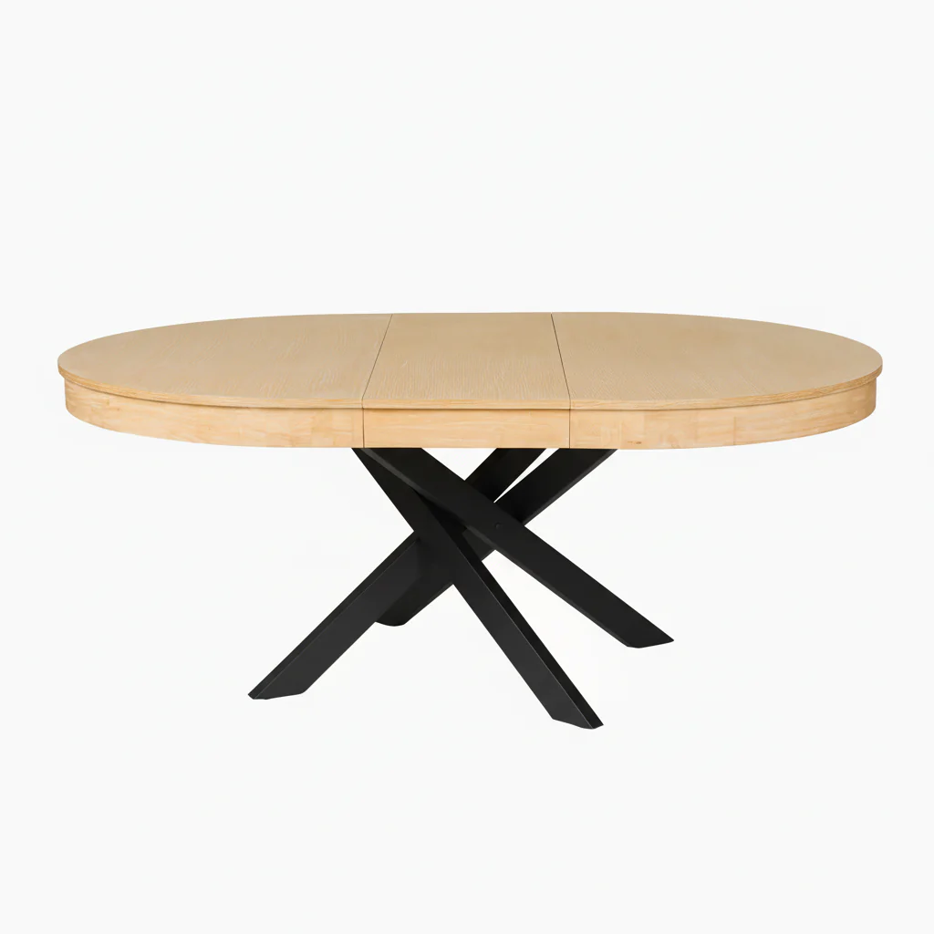 Amelia Pale Oak Extendable Dining Table - Black Legs - Image 8