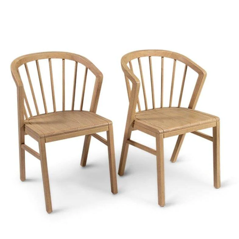 Amelia Whitewash Dining Table Set - 6 Seater - Mabel Pale Oak Spindle Back Chairs - Image 6