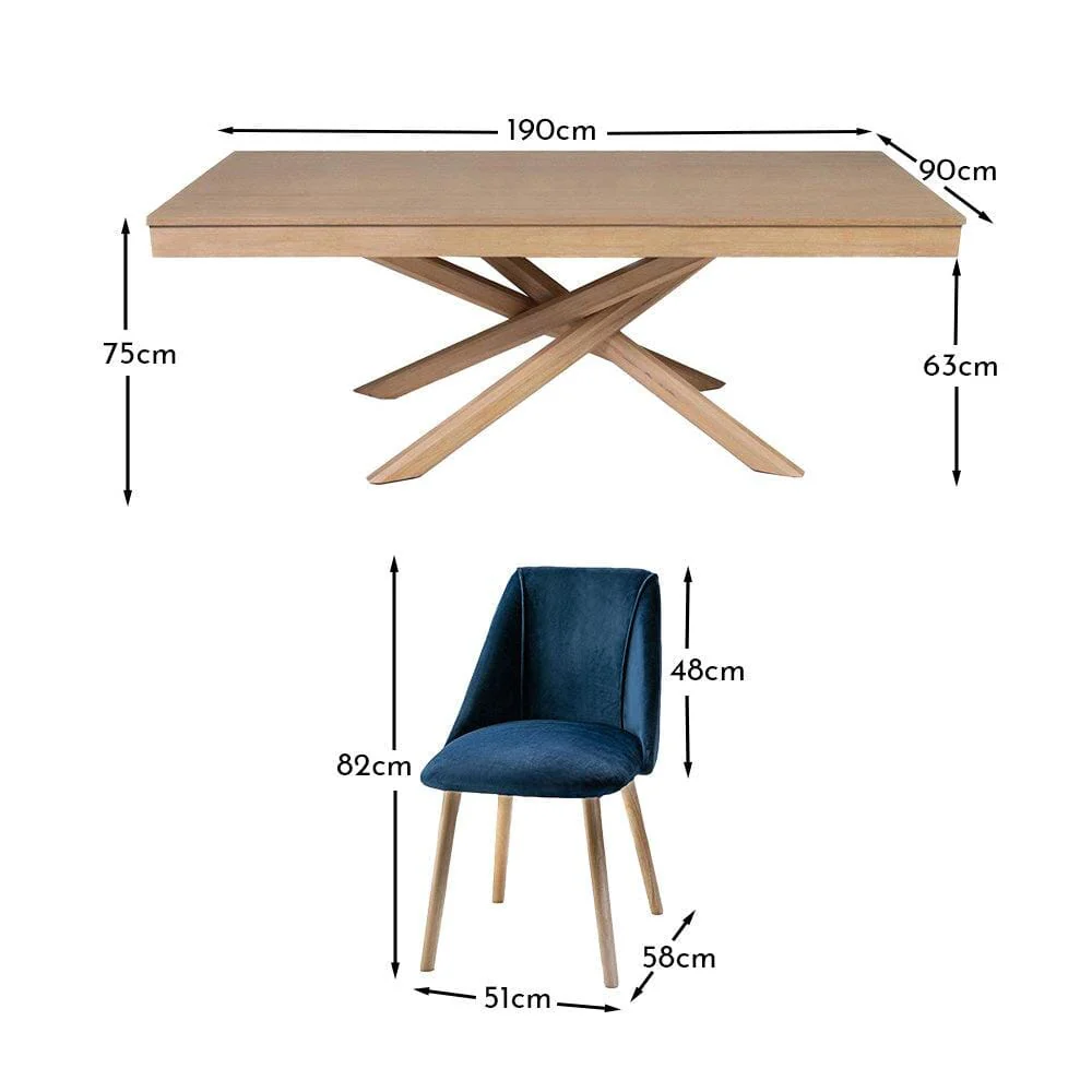 Amelia Whitewash Dining Table Set - 6 Seater - Freya Blue Dining Chairs - Whitewash Oak Legs - Image 10