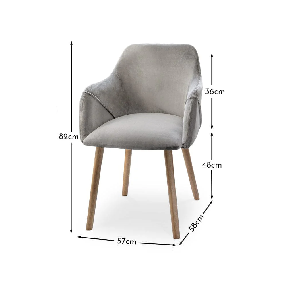 Amelia Whitewash Dining Table Set - 6 Seater - Freya Grey Carver Chairs - Whitewash Oak Legs - Image 9