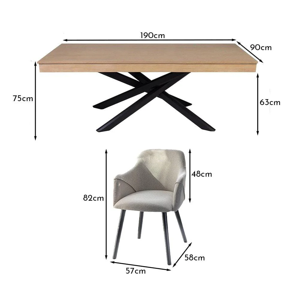 Amelia Whitewash Dining Table Set - 6 Seater - Freya Sand Carver Chairs - Black Legs - Image 11