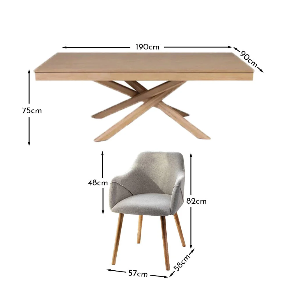 Amelia Whitewash Dining Table Set - 6 Seater - Freya Sand Carver Chairs - Whitewash Oak Legs - Image 8