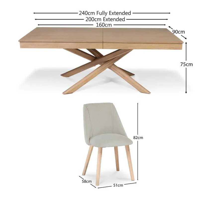 Amelia Whitewash Extendable Dining Table Set - 6 Seater - Freya Boucle Dining Chairs - Whitewash Legs - Image 13