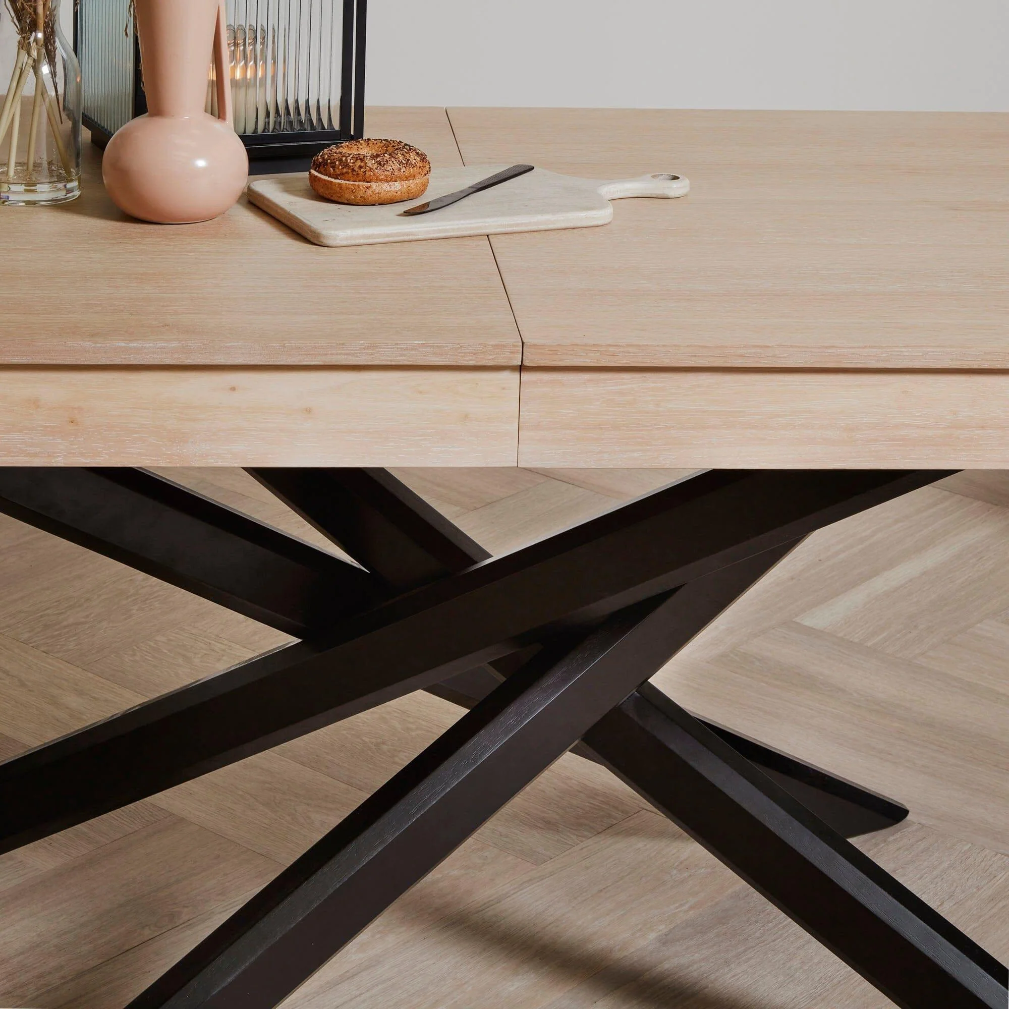 Amelia Whitewash Wood Dining Table - Extendable - Black Legs - Image 11