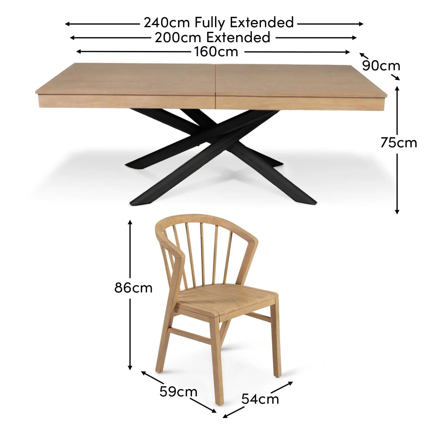 Amelia Whitewash Extendable Dining Table Set - 6 Seater - Mabel Pale Oak Spindle Back Chairs - Image 14