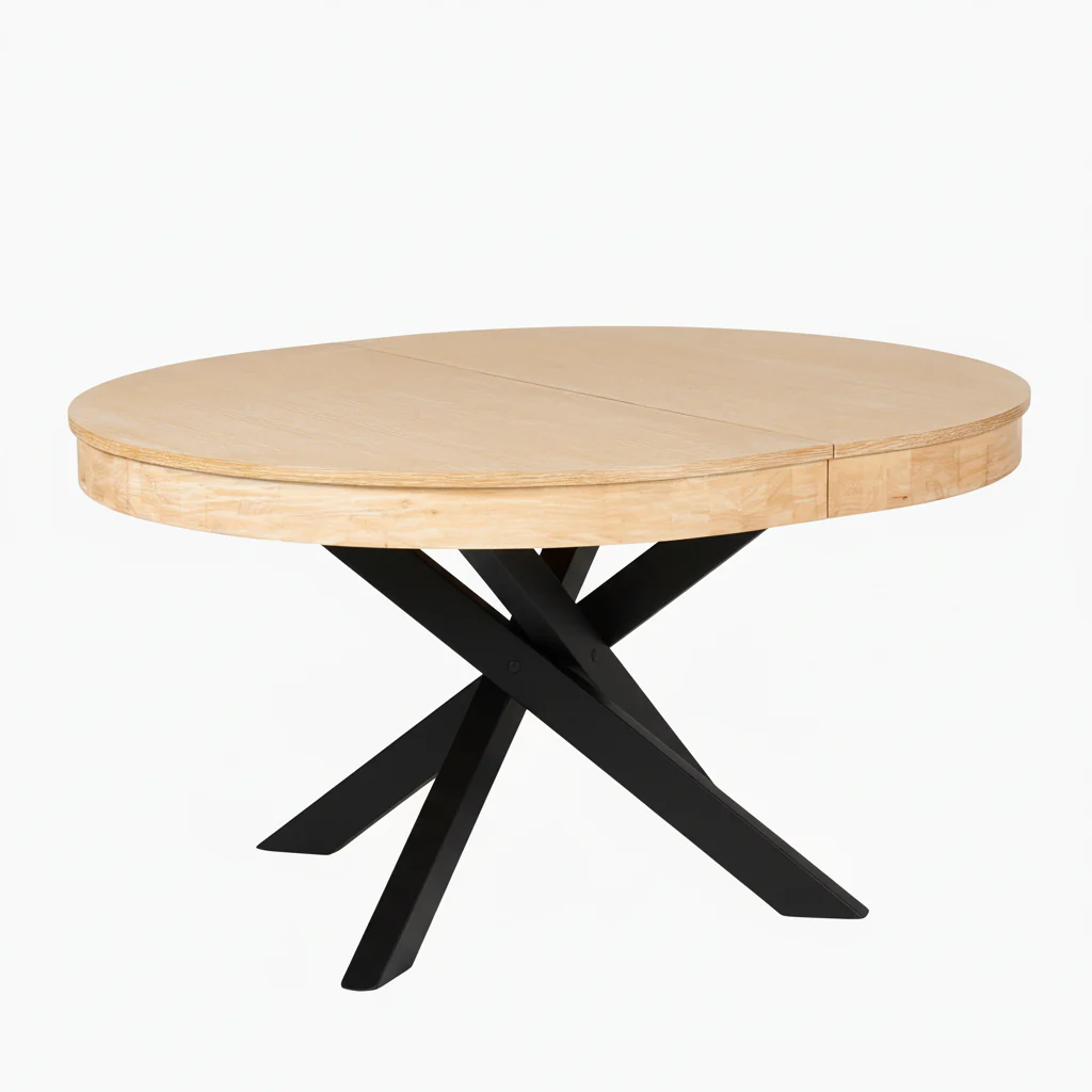 Amelia Whitewash Extendable Dining Table - Black Legs - Image 6