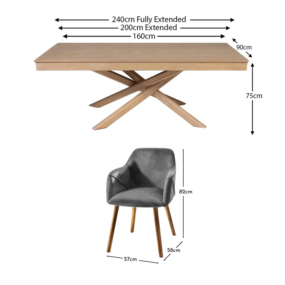 Amelia Whitewash Extendable Dining Table Set - 6 Seater - Freya Grey Carver Chairs - Whitewash Oak Legs - Image 10