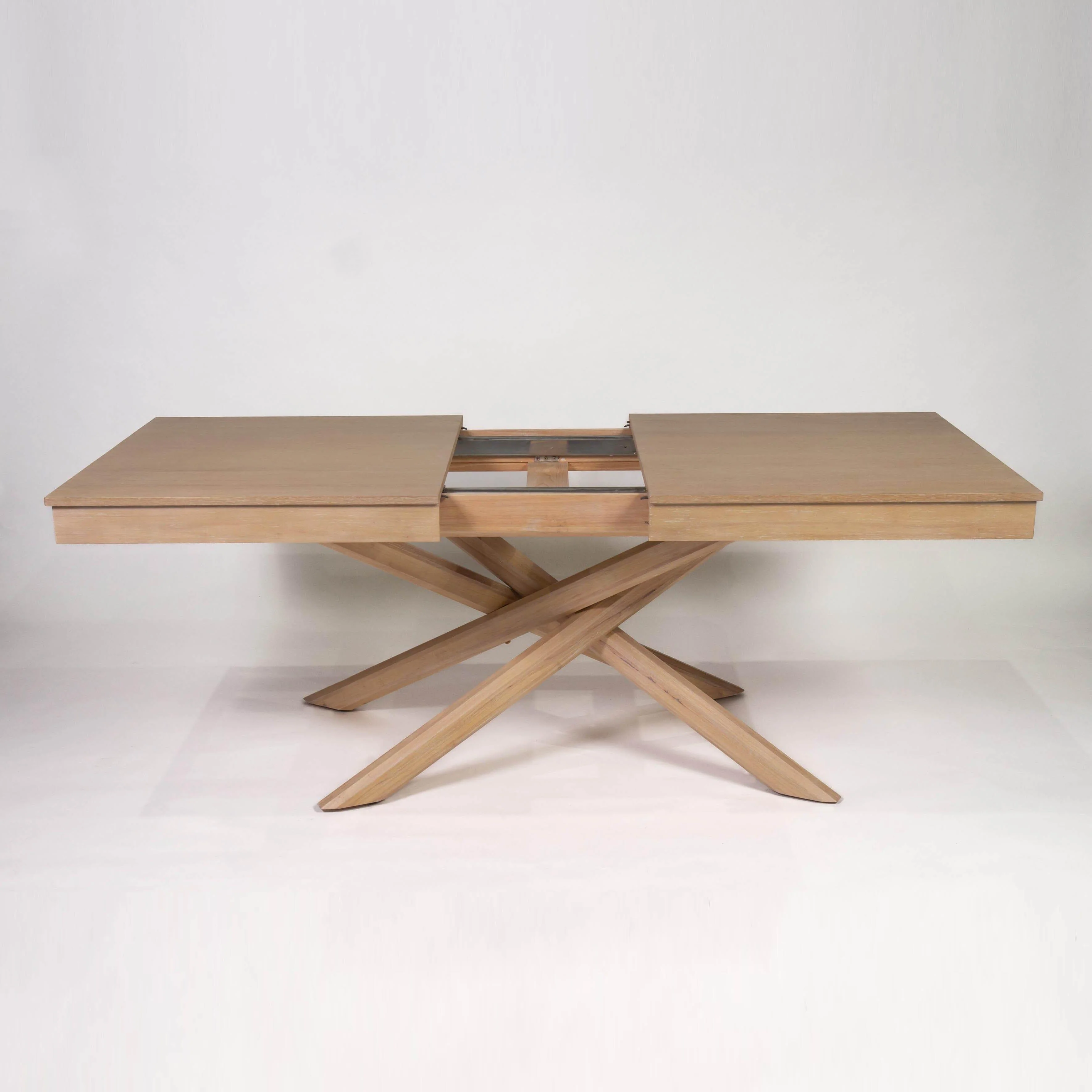 Amelia Whitewash Extendable Dining Table Set - 6 Seater - Freya Sand Dining Chairs - Oak Legs - Image 13