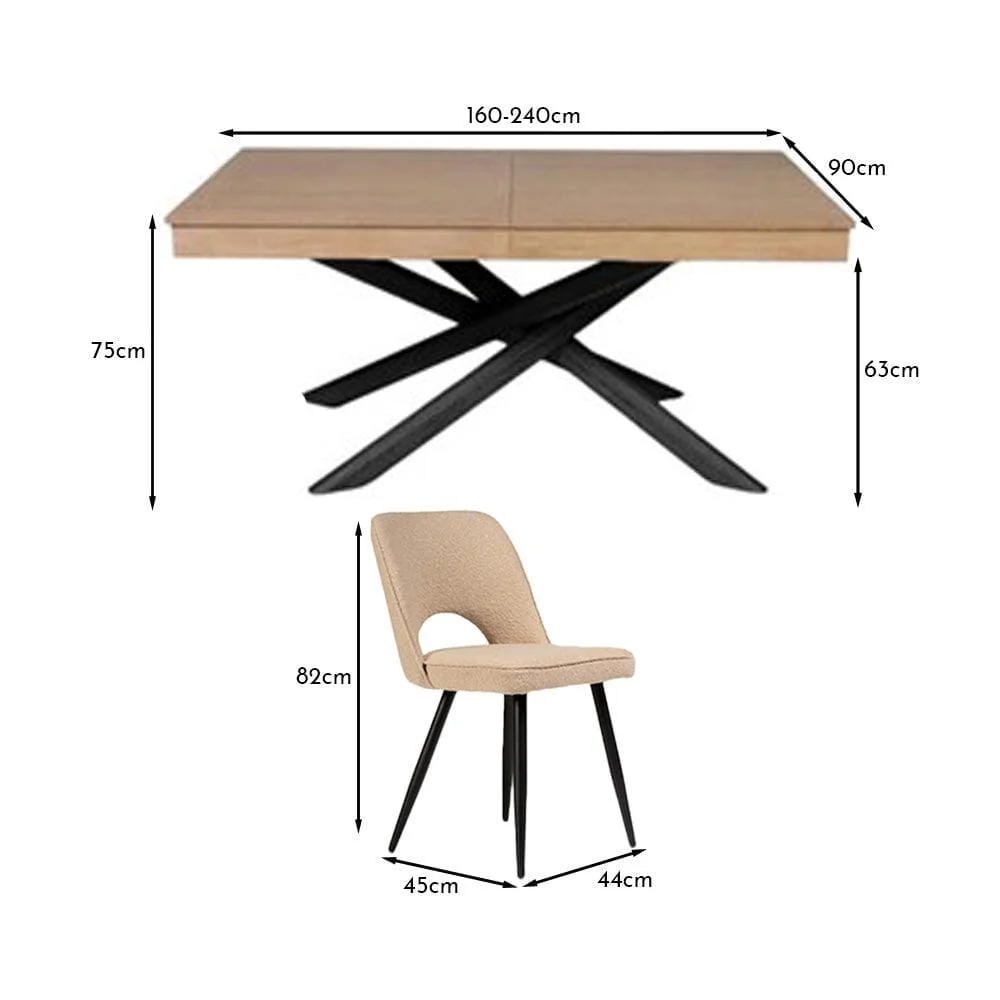 Amelia Whitewash Extendable Dining Table Set - 6 Seater - Dolly Dining Chairs - Black Legs - Image 5