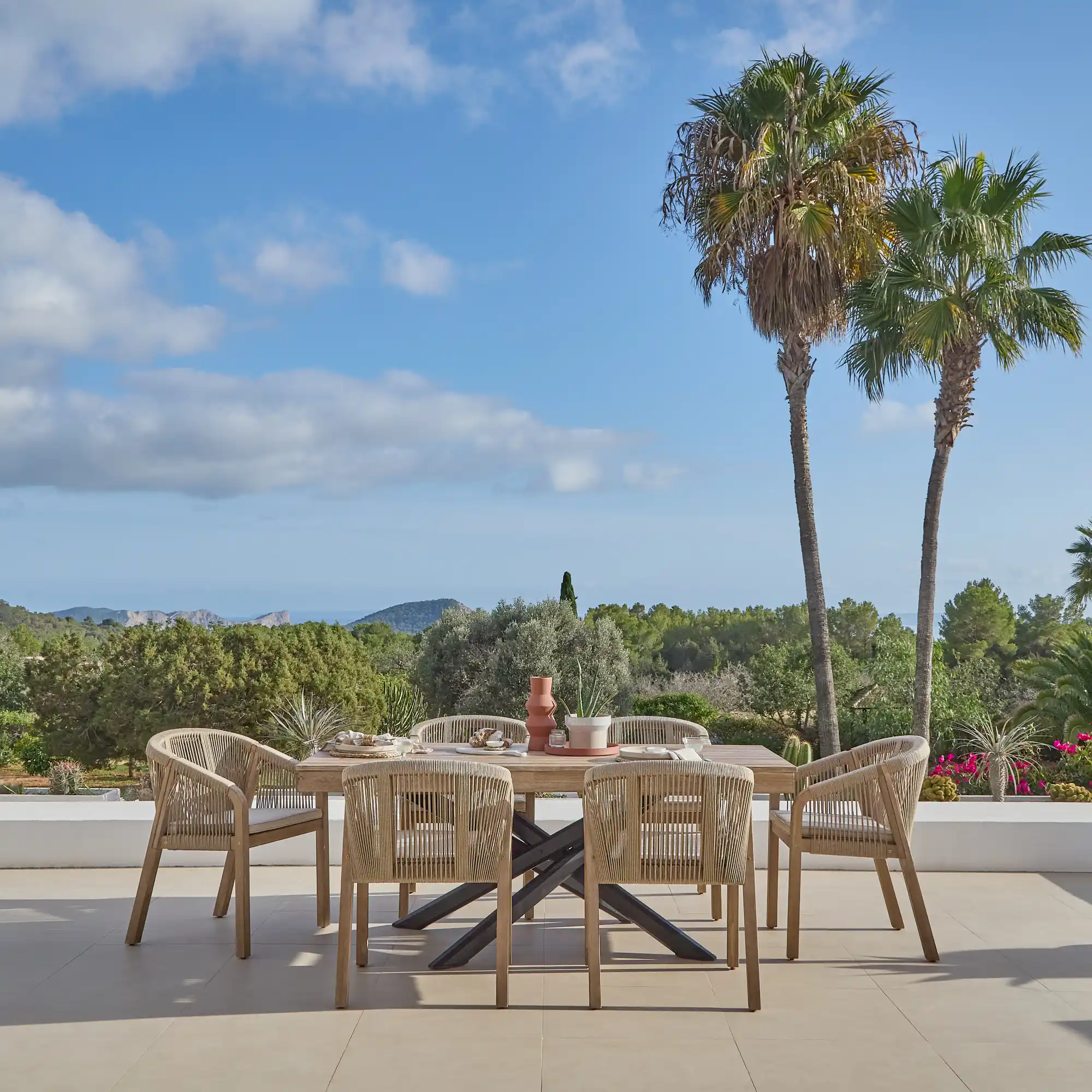 Amelia 6 Seater Wooden Garden Dining Set with 6 Nala Cushioned Chairs - Image 2