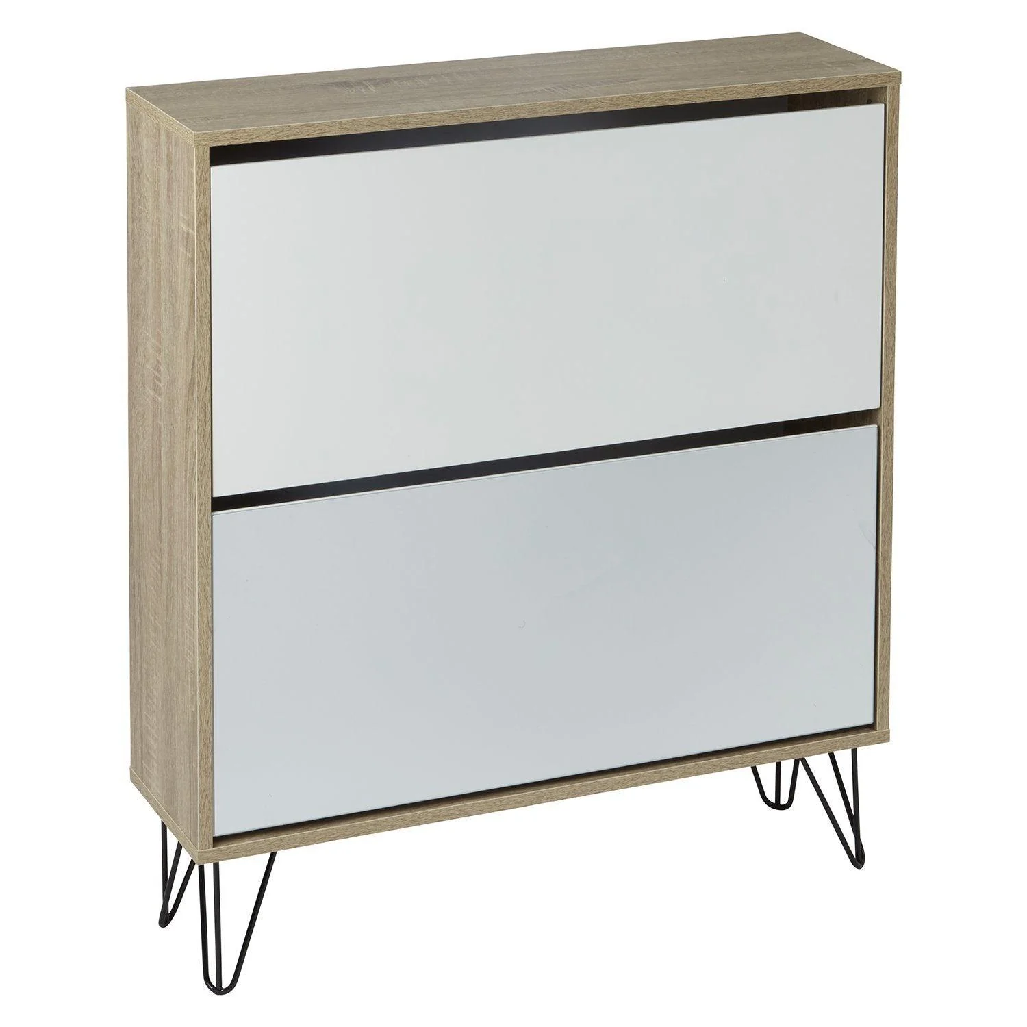Anderson Shoe Cabinet - 2 Door - Oak Effect & White - Image 6