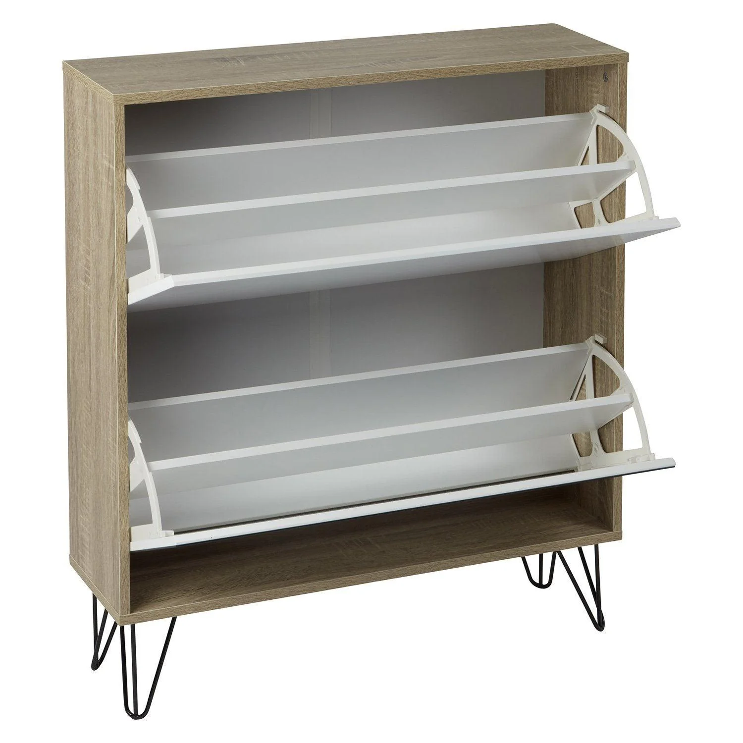 Anderson Shoe Cabinet - 2 Door - Oak Effect & White - Image 7