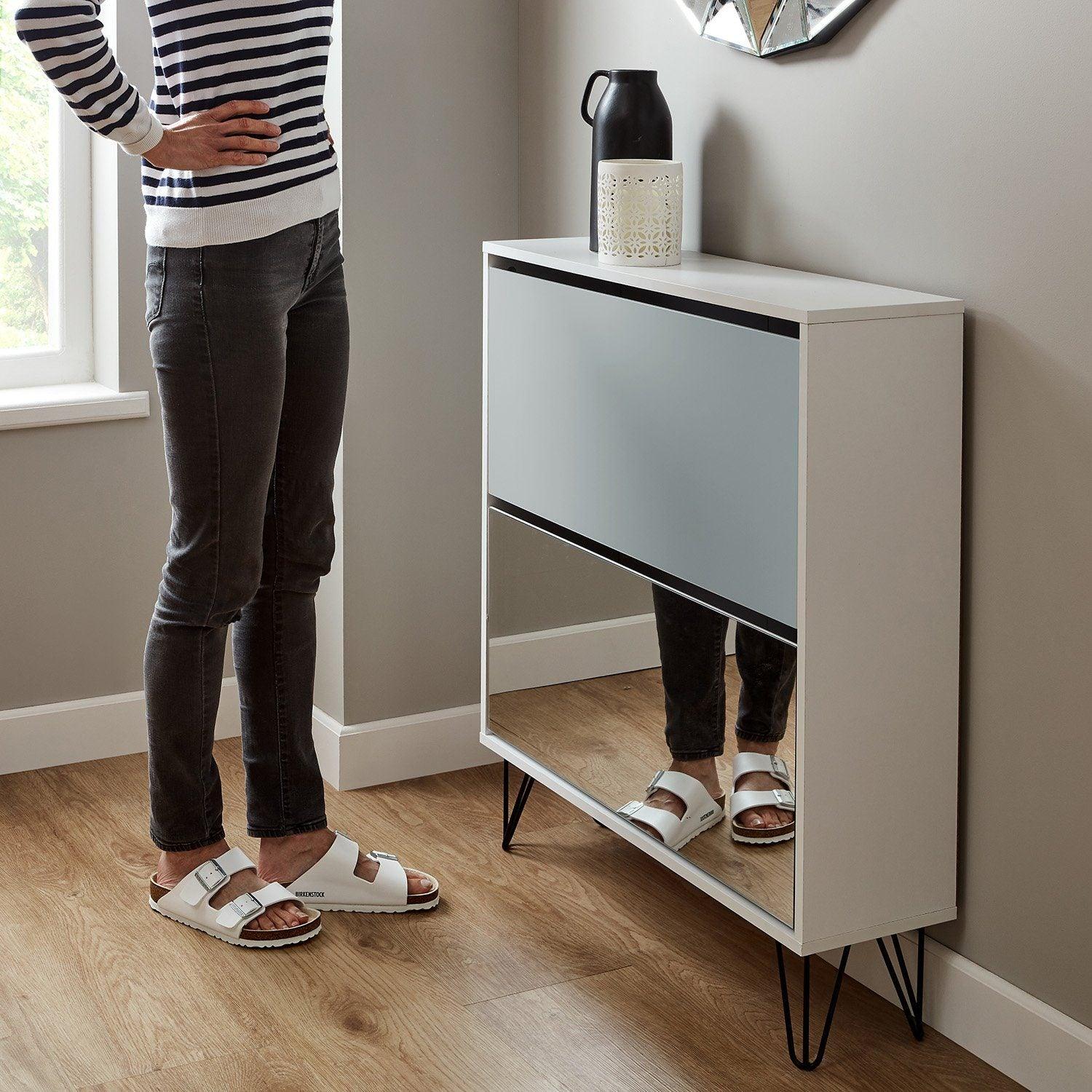 Anderson Shoe Cabinet - 2 Door - White & Grey - Image 4