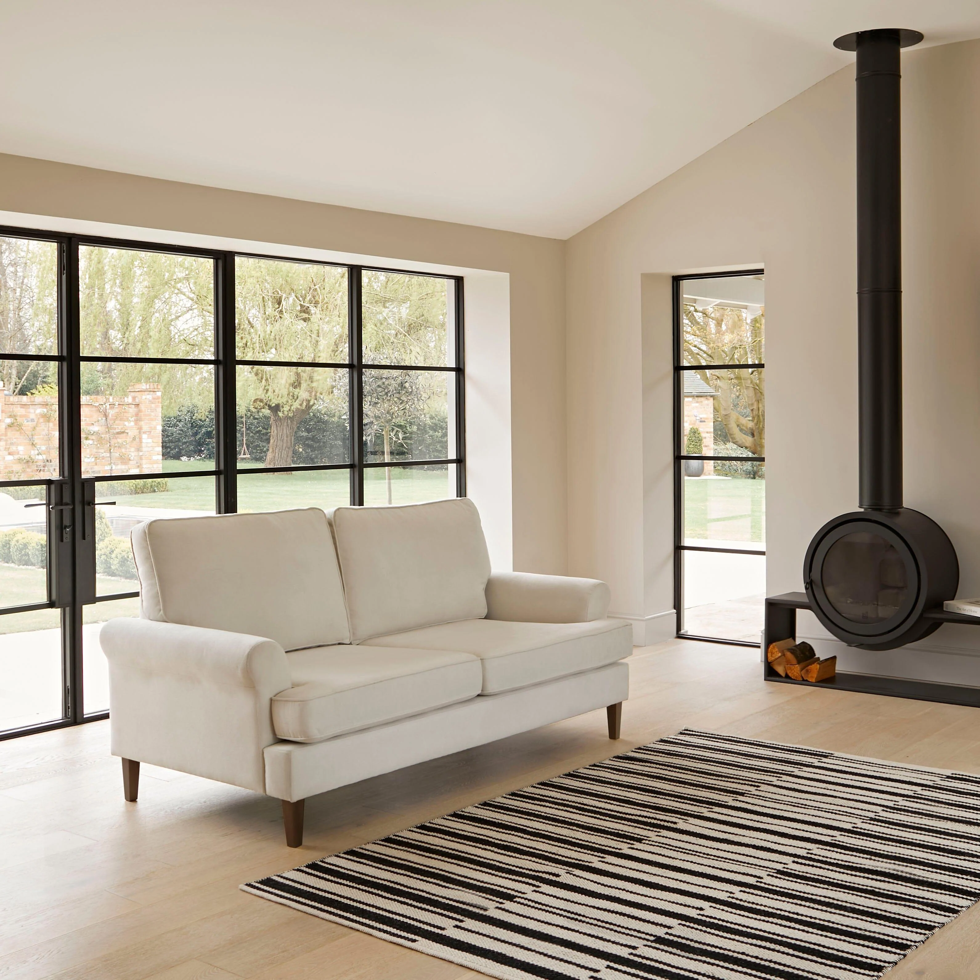 Annabelle 3 Seater Sofa - Natural Ivory with Dark Oak Legs - Image 5