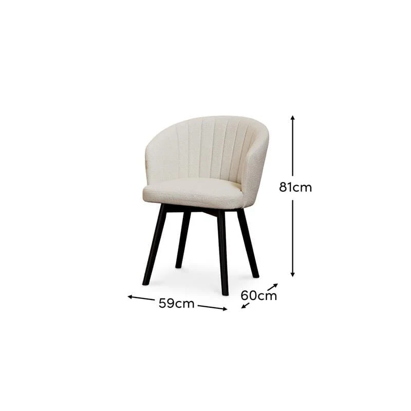 Arabella Light Beige Boucle Dining Chairs - Set of 2 - Black Oak Legs - Image 7