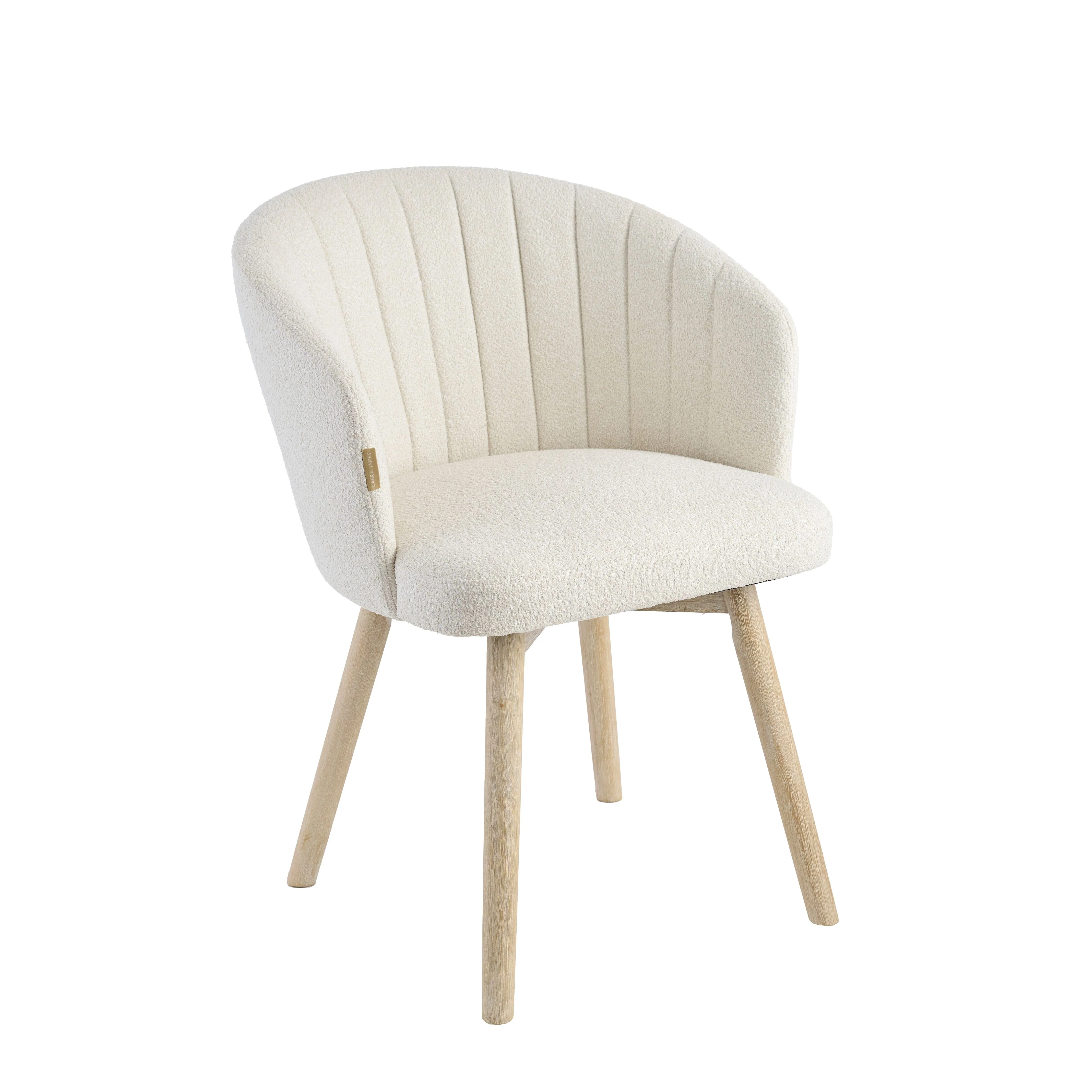 Arabella Light Beige Boucle Dining Chair - Set of 2 - Whitewash Oak Legs - Image 8